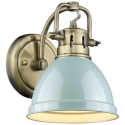 Duncan 6 1/2&quot; Wide Aged Brass 1-Light Wall Sconce with Seafoam