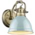 Duncan 6 1/2" Wide Aged Brass 1-Light Wall Sconce with Seafoam