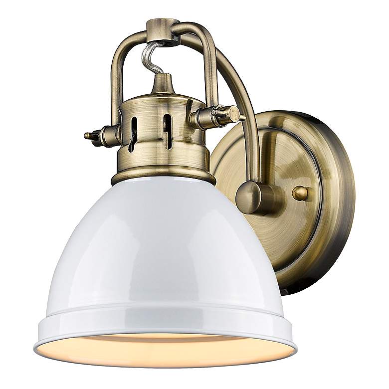 Image 3 Duncan 6 1/2" Wide Aged Brass 1-Light Wall Sconce with White more views