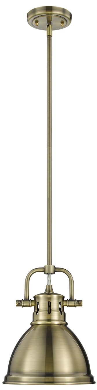 Duncan 6 1/2" Wide Aged Brass Mini Pendant with Rod