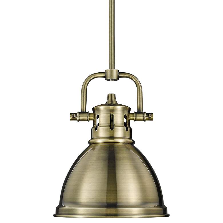 Image 2 Duncan 6 1/2" Wide Aged Brass Mini Pendant with Rod