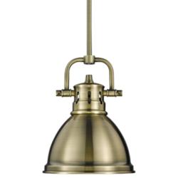 Duncan 6 1/2&quot; Wide Aged Brass Mini Pendant with Rod