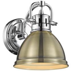 Duncan 6 1/2&quot; Wide Chrome 1-Light Wall Sconce with Aged Brass