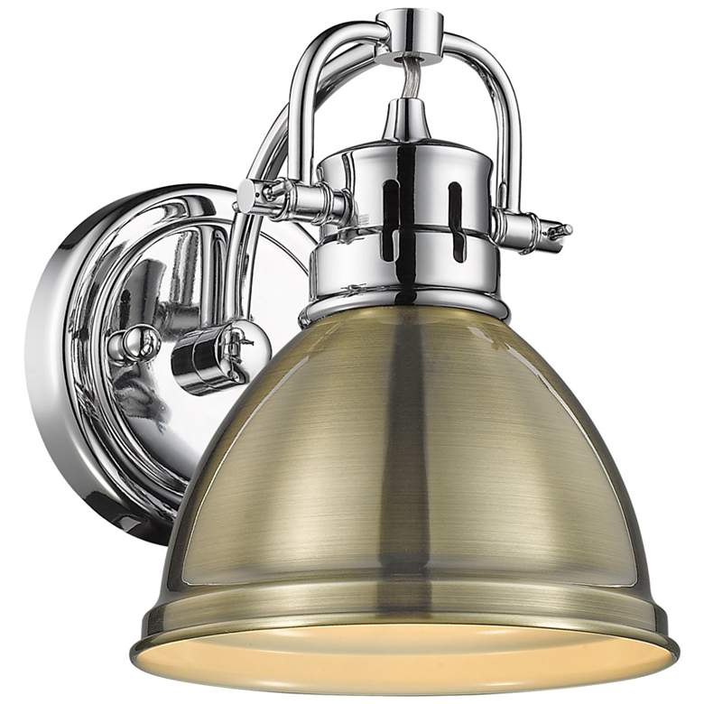 Image 1 Duncan 6 1/2 inch Wide Chrome 1-Light Wall Sconce with Aged Brass