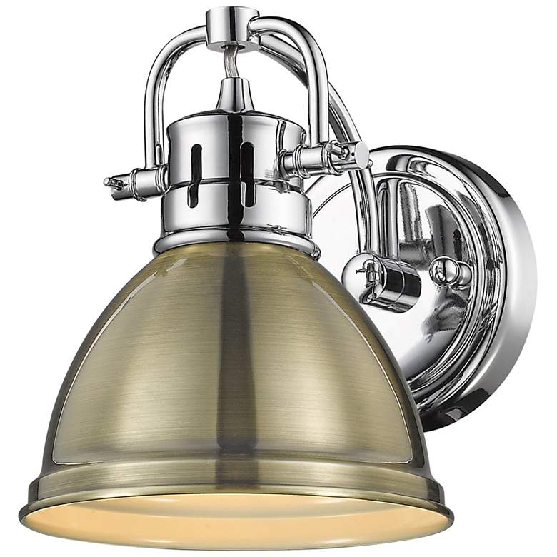 Image 1 Duncan 6 1/2" Wide Chrome 1-Light Wall Sconce with Aged Brass