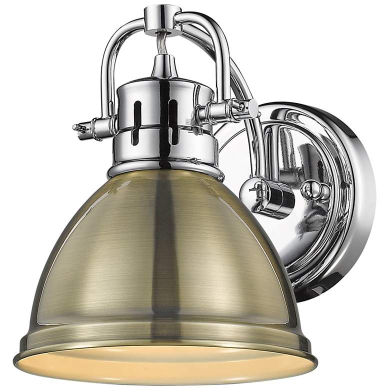 Image 1 Duncan 6 1/2 inch Wide Chrome 1-Light Wall Sconce with Aged Brass