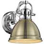 Duncan 6 1/2" Wide Chrome 1-Light Wall Sconce with Aged Brass