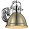 Duncan 6 1/2" Wide Chrome 1-Light Wall Sconce with Aged Brass