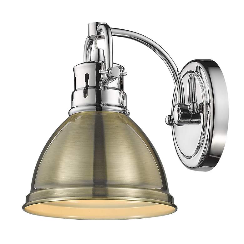 Image 2 Duncan 6 1/2" Wide Chrome 1-Light Wall Sconce with Aged Brass more views