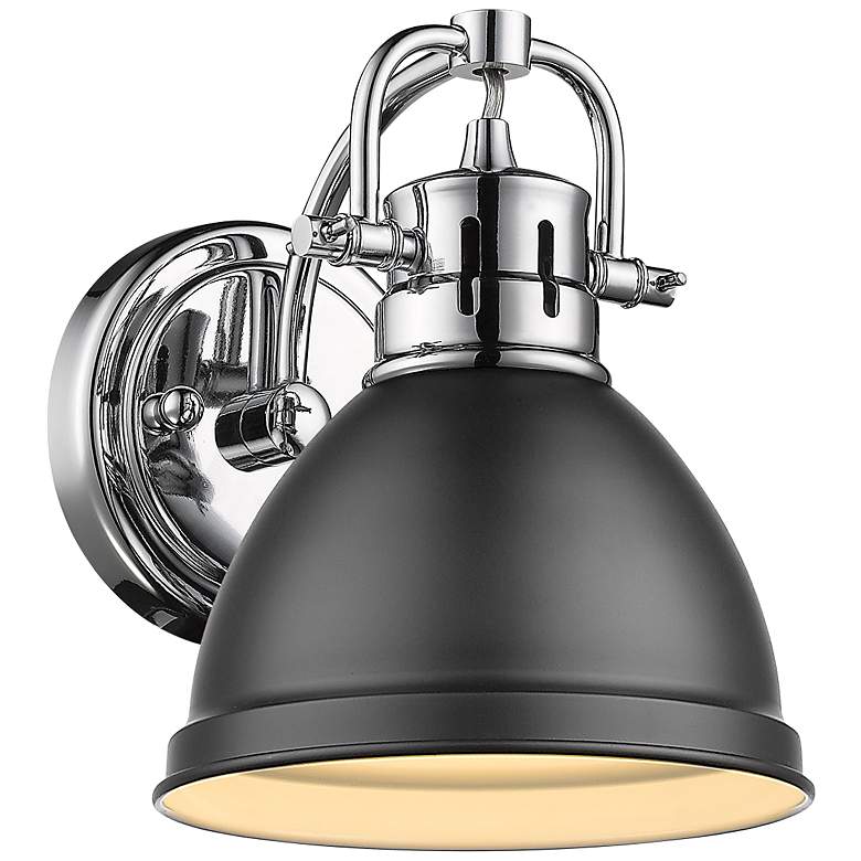 Image 1 Duncan 6 1/2 inch Wide Chrome 1-Light Wall Sconce with Matte Black