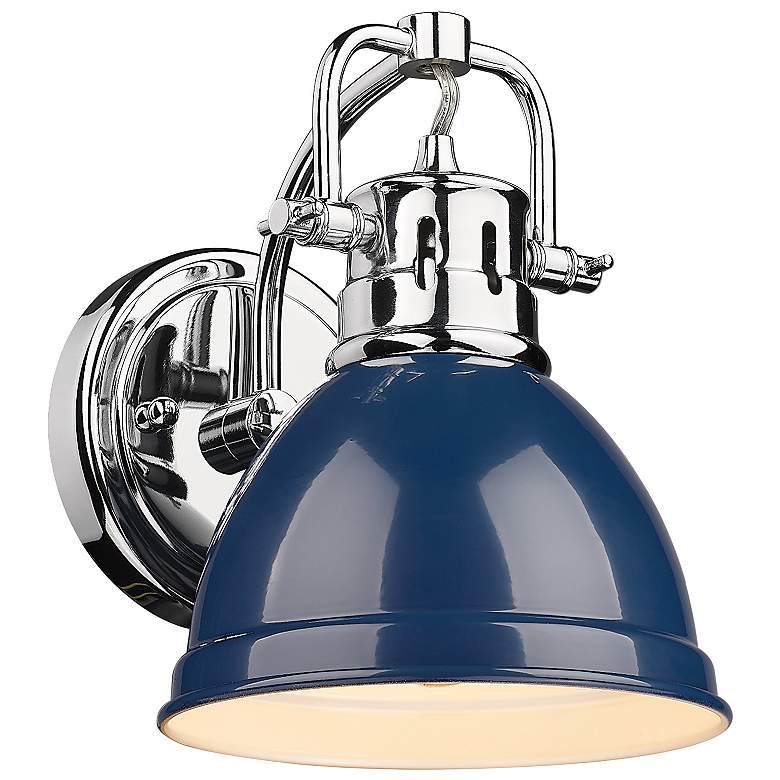 Image 1 Duncan 6 1/2 inch Wide Chrome 1-Light Wall Sconce with Navy Blue