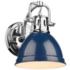 Duncan 6 1/2" Wide Chrome 1-Light Wall Sconce with Navy Blue