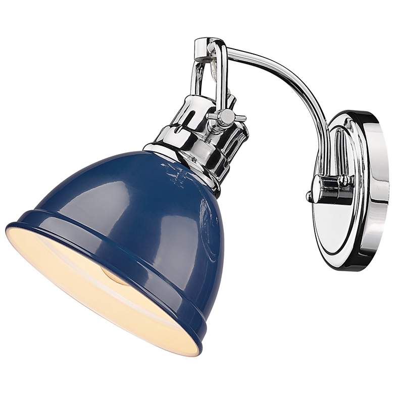 Image 2 Duncan 6 1/2" Wide Chrome 1-Light Wall Sconce with Navy Blue more views