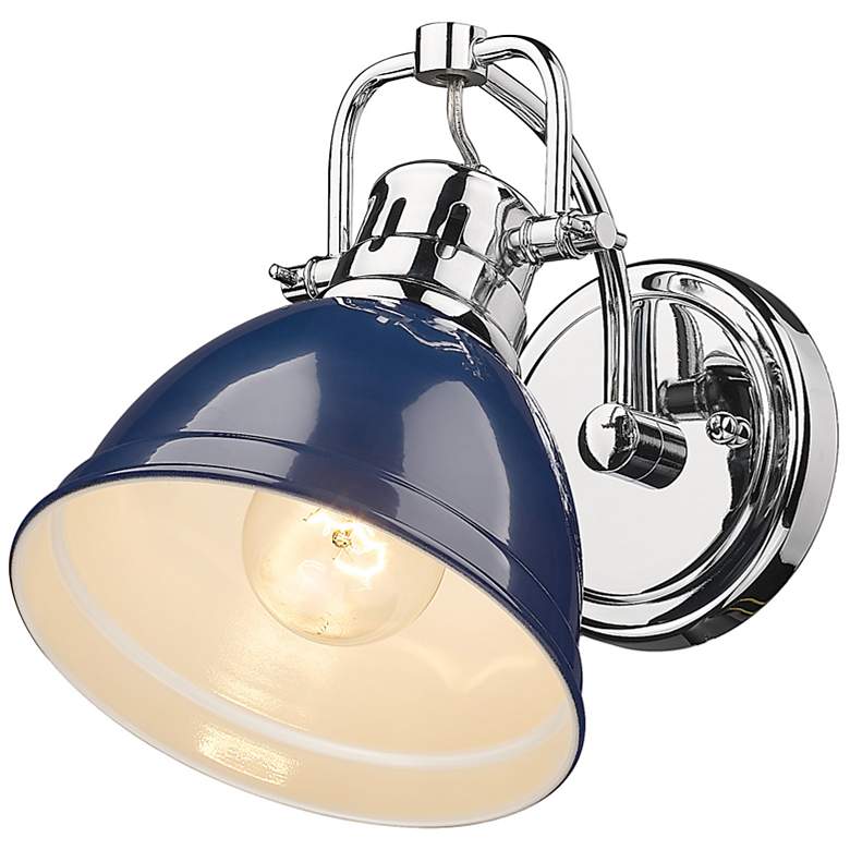 Image 3 Duncan 6 1/2" Wide Chrome 1-Light Wall Sconce with Navy Blue more views