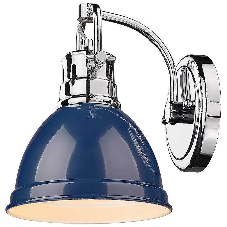 Image 4 Duncan 6 1/2" Wide Chrome 1-Light Wall Sconce with Navy Blue more views