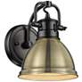 Duncan 6 1/2" Wide Matte Black 1-Light Wall Sconce with Aged Brass