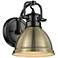 Duncan 6 1/2" Wide Matte Black 1-Light Wall Sconce with Aged Brass