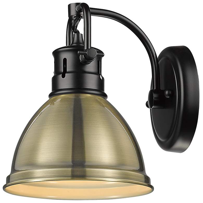 Image 3 Duncan 6 1/2" Wide Matte Black 1-Light Wall Sconce with Aged Brass more views