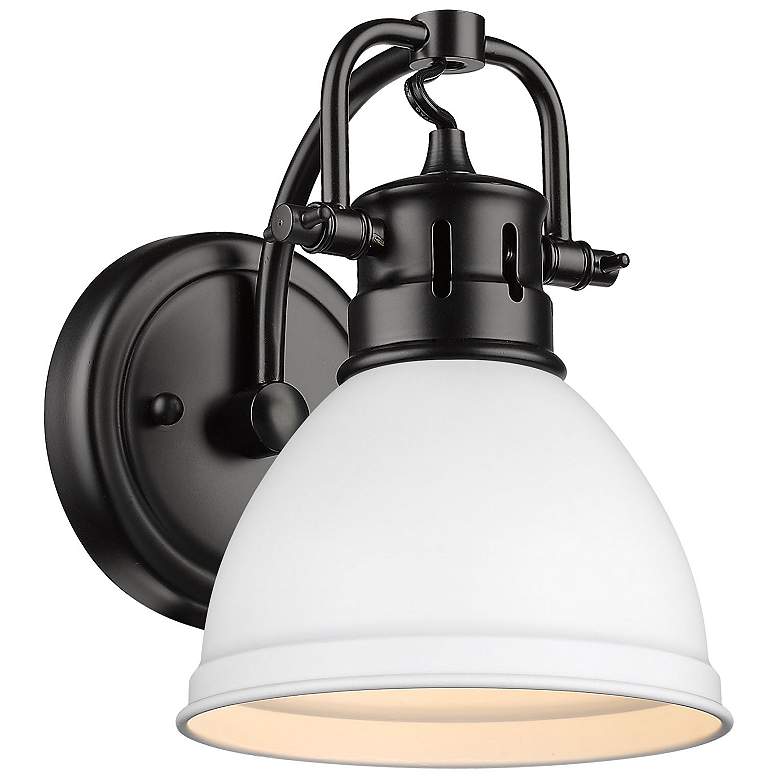 Image 1 Duncan 6 1/2" Wide Matte Black 1-Light Wall Sconce with Matte White