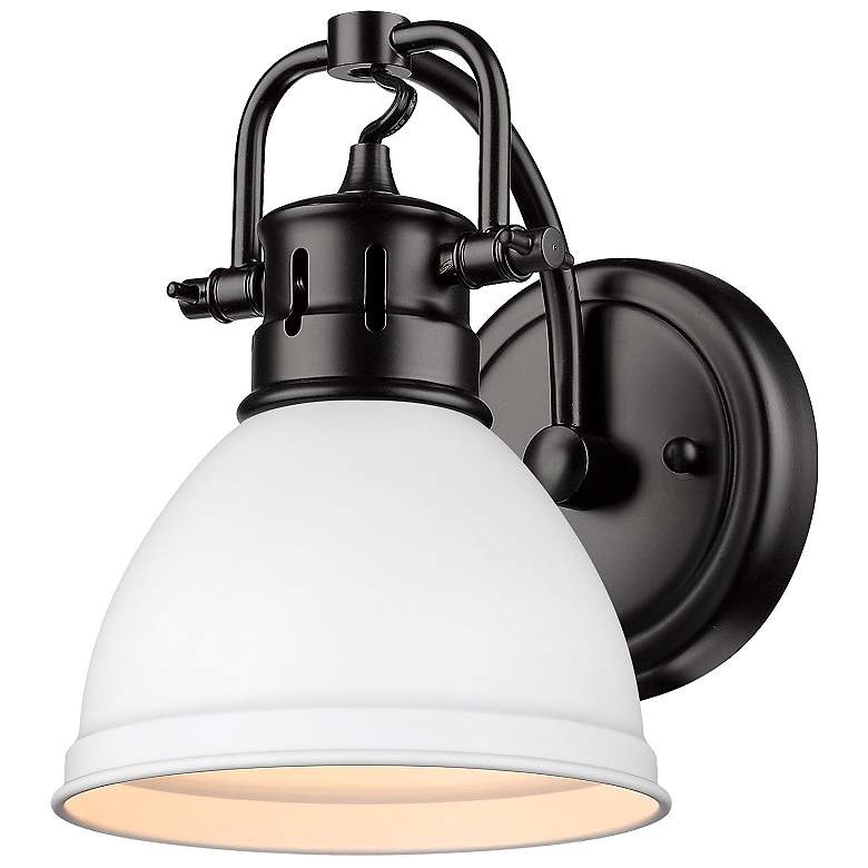 Image 1 Duncan 6 1/2" Wide Matte Black 1-Light Wall Sconce with Matte White