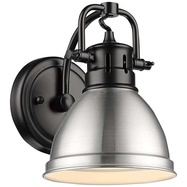 Image 1 Duncan 6 1/2" Wide Matte Black 1-Light Wall Sconce with Pewter