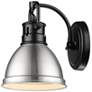 Duncan 6 1/2" Wide Matte Black 1-Light Wall Sconce with Pewter