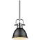 Duncan 6 1/2" Wide Mini Pendant with Rod in Pewter with Matte Black