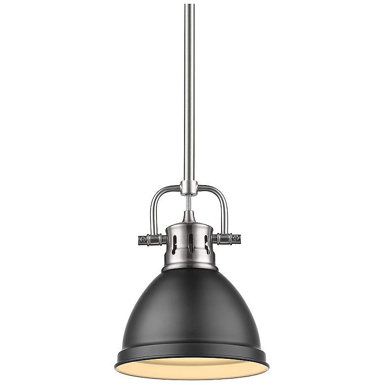 Image 1 Duncan 6 1/2 inch Wide Mini Pendant with Rod in Pewter with Matte Black