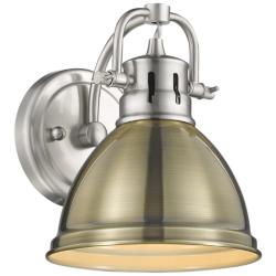 Duncan 6 1/2&quot; Wide Pewter 1-Light Wall Sconce with Aged Brass