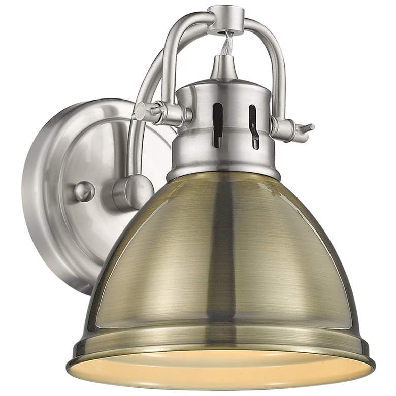 Image 1 Duncan 6 1/2" Wide Pewter 1-Light Wall Sconce with Aged Brass