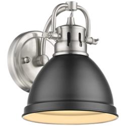 Duncan 6 1/2&quot; Wide Pewter 1-Light Wall Sconce with Matte Black