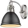 Duncan 6 1/2" Wide Pewter 1-Light Wall Sconce with Matte Black