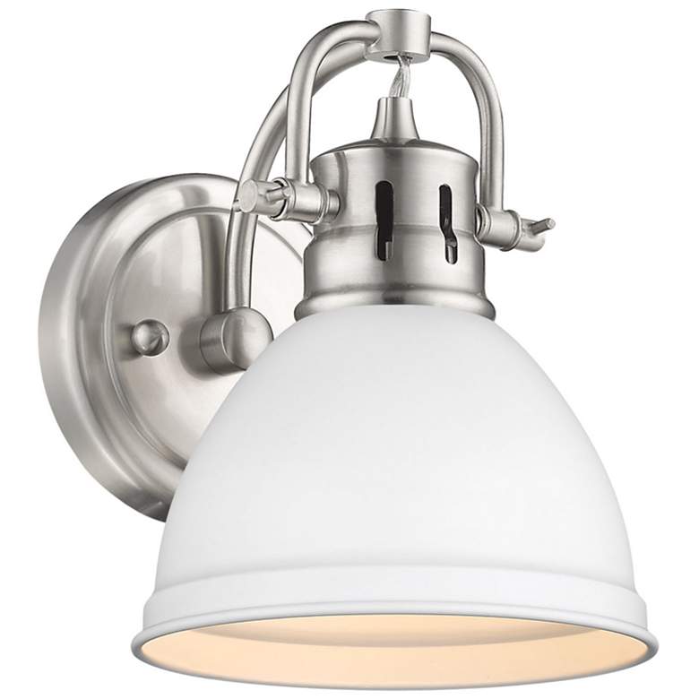 Image 1 Duncan 6 1/2" Wide Pewter 1-Light Wall Sconce with Matte White