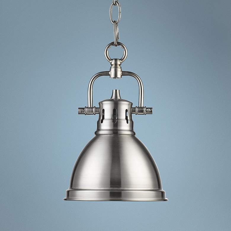 Image 1 Duncan 6 1/2" Wide Pewter Mini Pendant with Chain