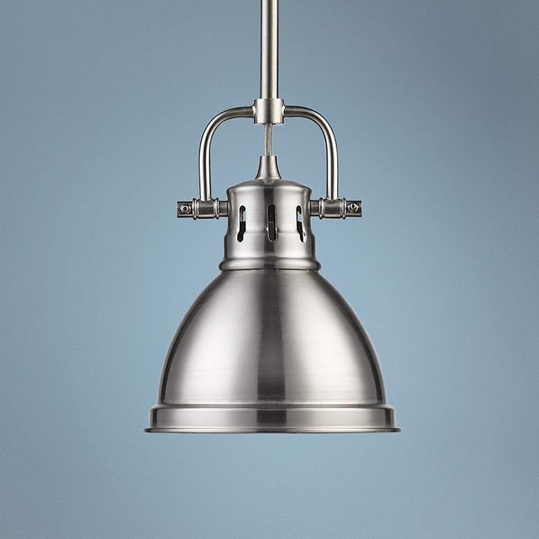 Image 1 Duncan 6 1/2" Wide Pewter Mini Pendant with Rod