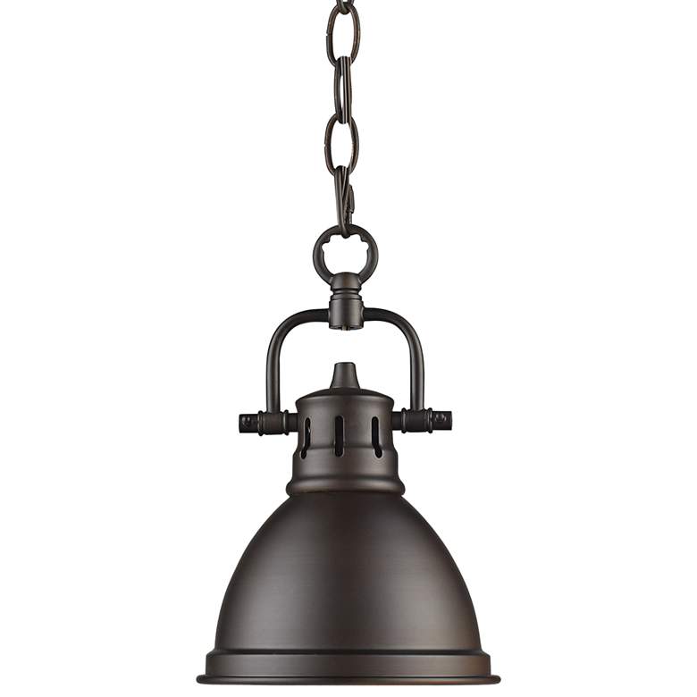 Image 2 Duncan 6 1/2 inch Wide Rubbed Bronze Mini Pendant with Chain