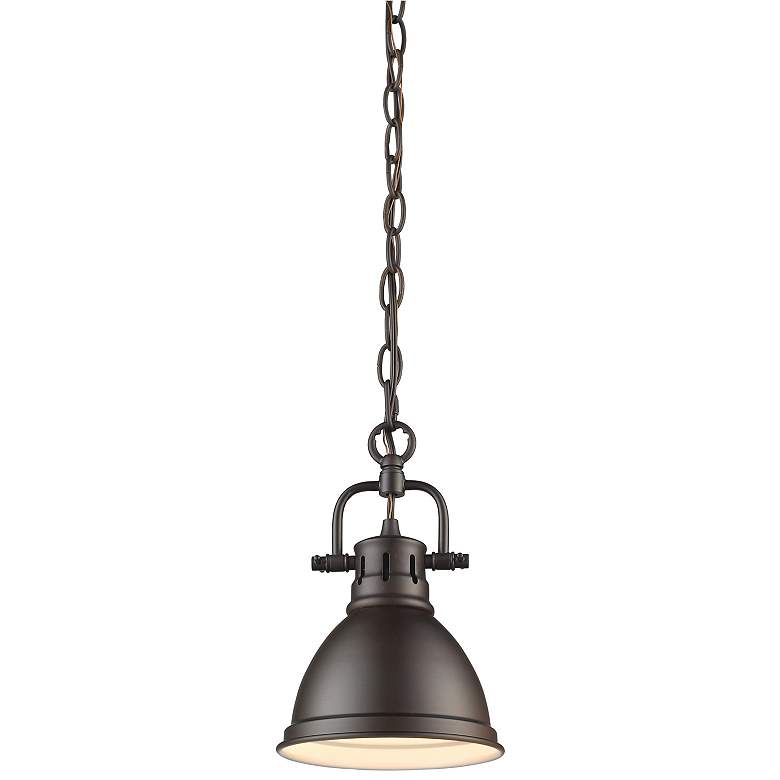 Image 4 Duncan 6 1/2 inch Wide Rubbed Bronze Mini Pendant with Chain more views