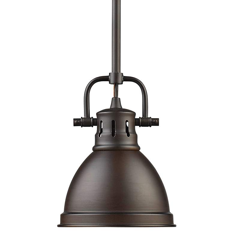 Image 2 Duncan 6 1/2 inch Wide Rubbed Bronze Mini Pendant with Rod