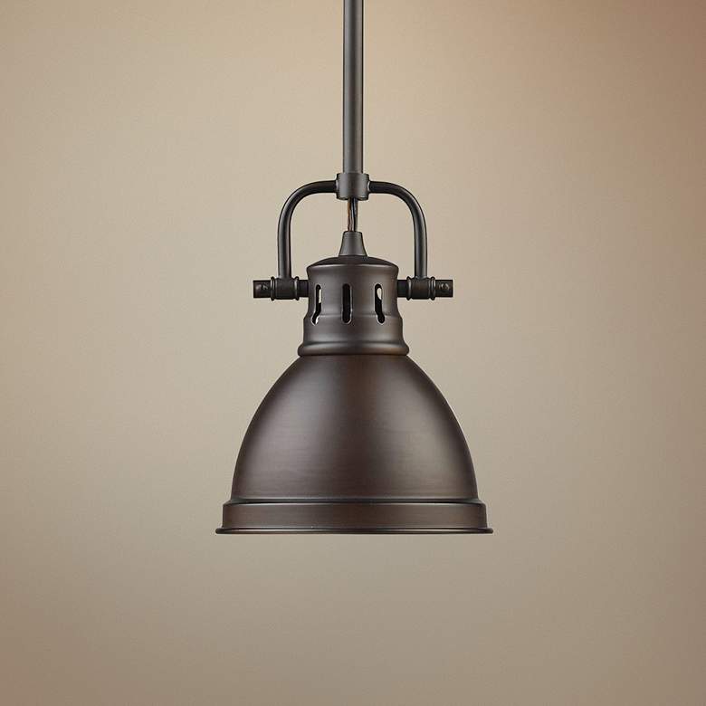 Image 1 Duncan 6 1/2 inch Wide Rubbed Bronze Mini Pendant with Rod