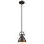 3_Duncan 6 1/2" Wide Rubbed Bronze Mini Pendant with Rod more views
