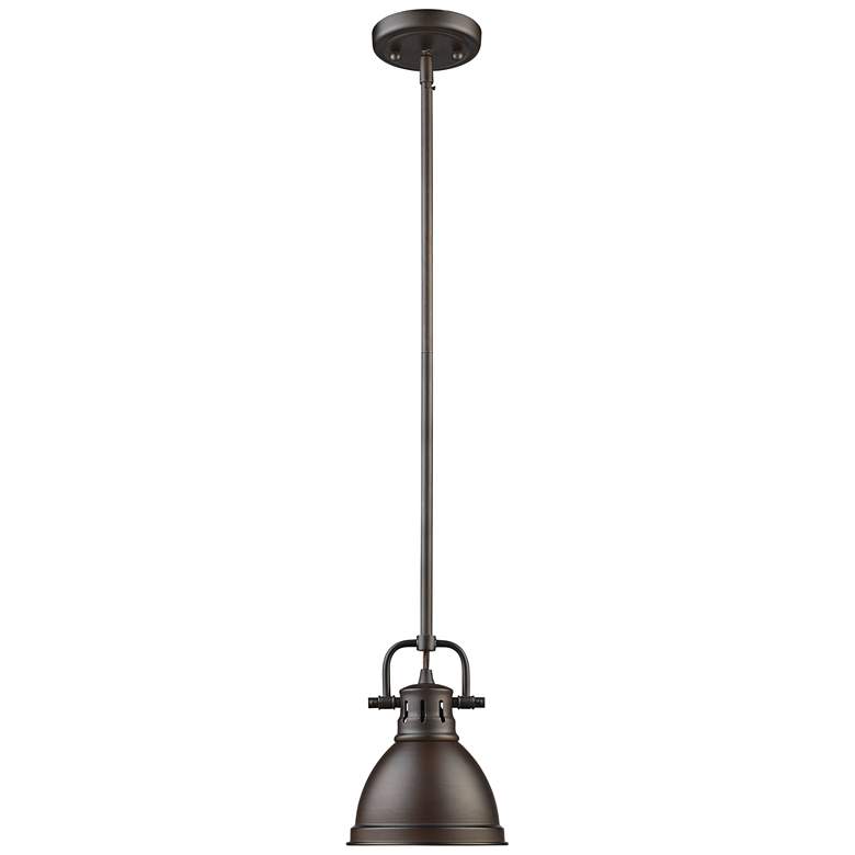 Image 4 Duncan 6 1/2" Wide Rubbed Bronze Mini Pendant with Rod more views