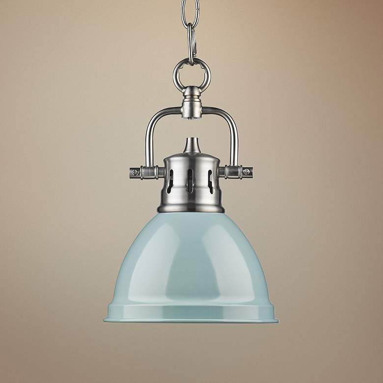 Image 1 Duncan 6 1/2" Wide Seafoam Blue Mini Pendant with Chain