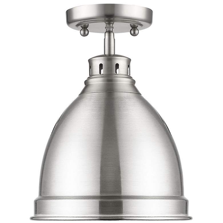 Image 2 Duncan 8 7/8" Wide 1-Light Flush Mount in Pewter with Pewter more views