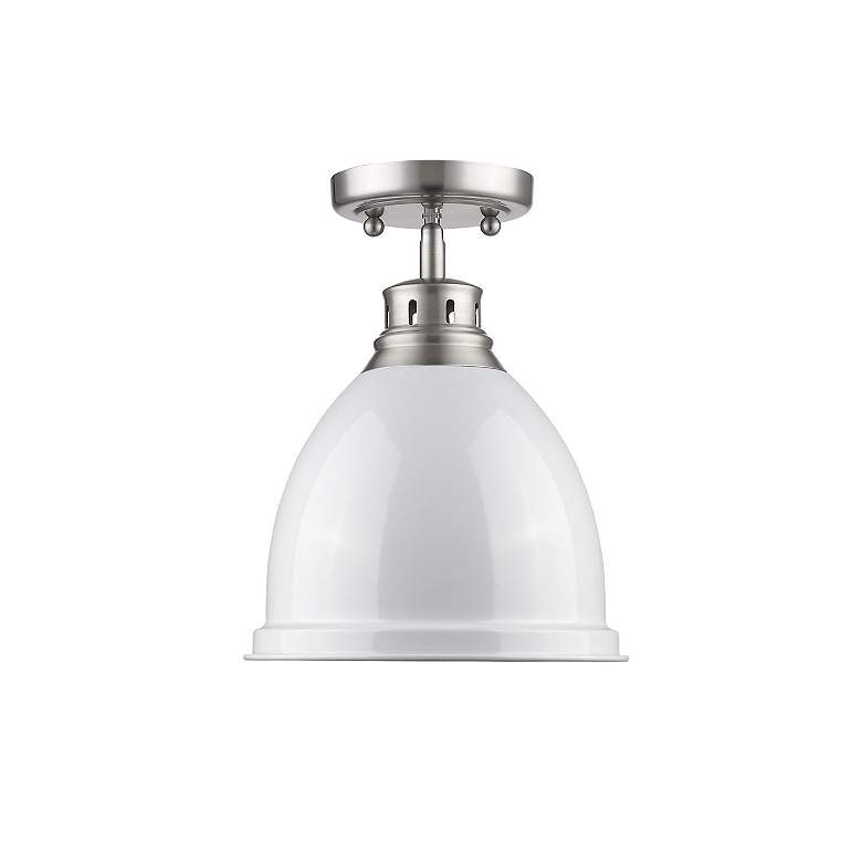 Image 2 Duncan 8 7/8" Wide 1-Light Flush Mount in Pewter with White more views