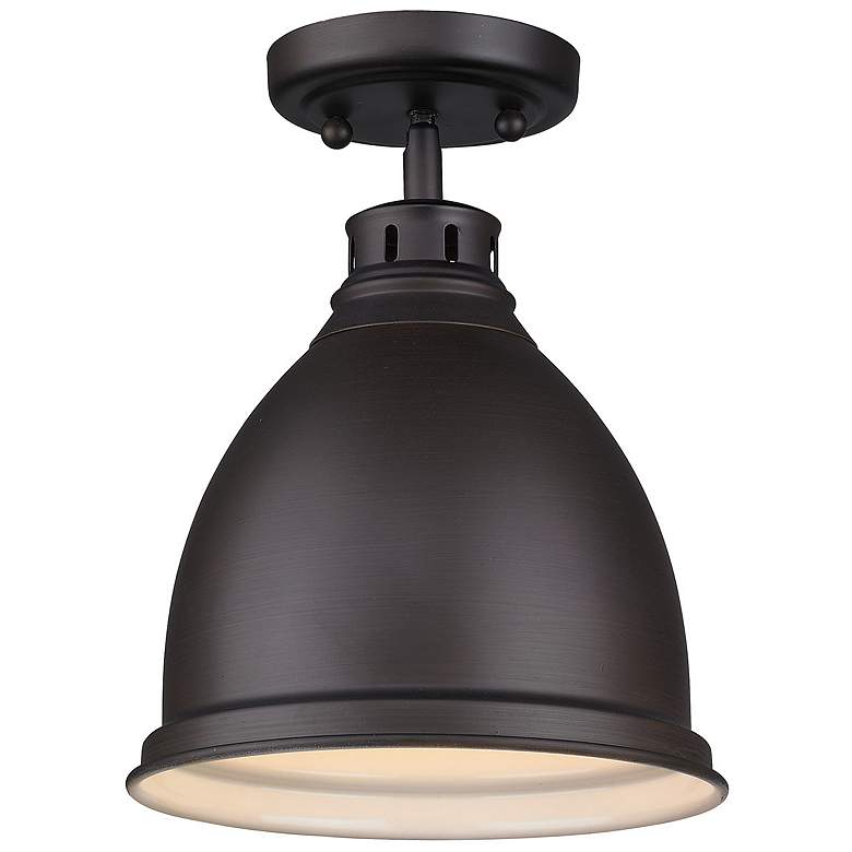 Image 1 Duncan 8 7/8 inch Wide 1-Light Flush Mount in Rubbed Bronze with Rubbed Br