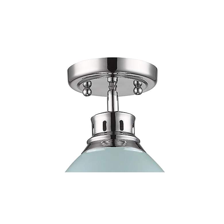 Image 3 Duncan 8 7/8 inch Wide Chrome 1-Light Flush Mount With Seafoam Shade more views