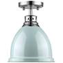 Thumbnail3 of Duncan 8 7/8" Wide Chrome 1-Light Flush Mount With Seafoam Shade more views