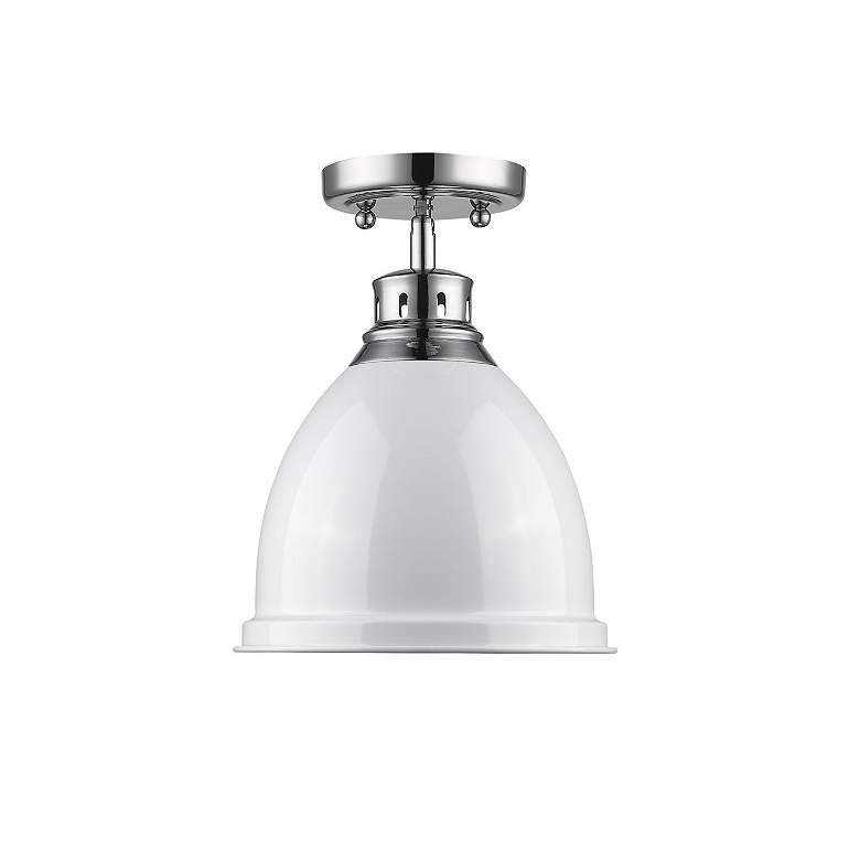 Image 3 Duncan 8 7/8" Wide Chrome 1-Light Flush Mount With White Shade more views