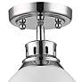 Duncan 8 7/8" Wide Chrome 1-Light Flush Mount With White Shade