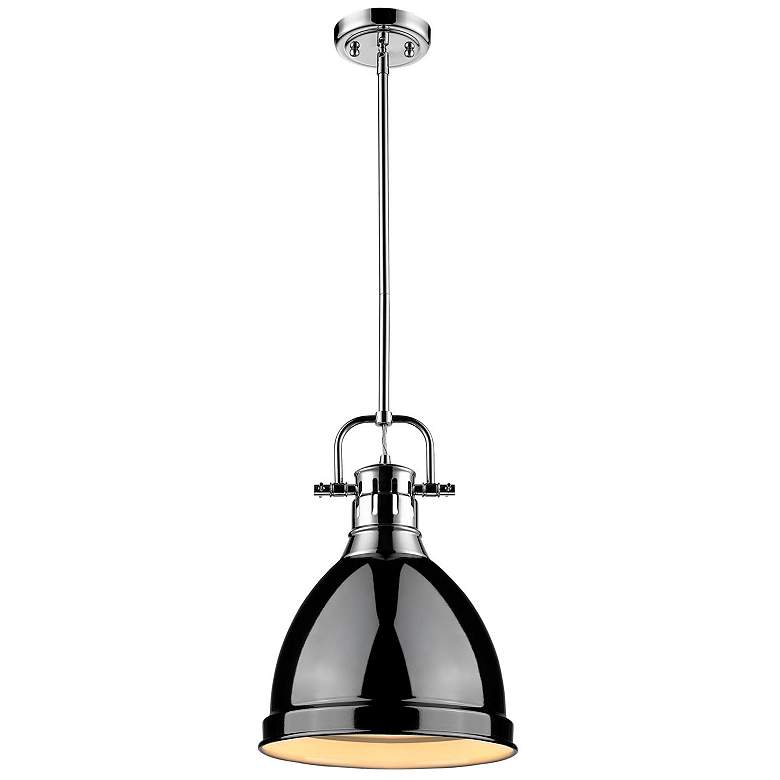 Image 1 Duncan 8 7/8 inch Wide Chrome 1-Light Mini Pendant with Black Shade